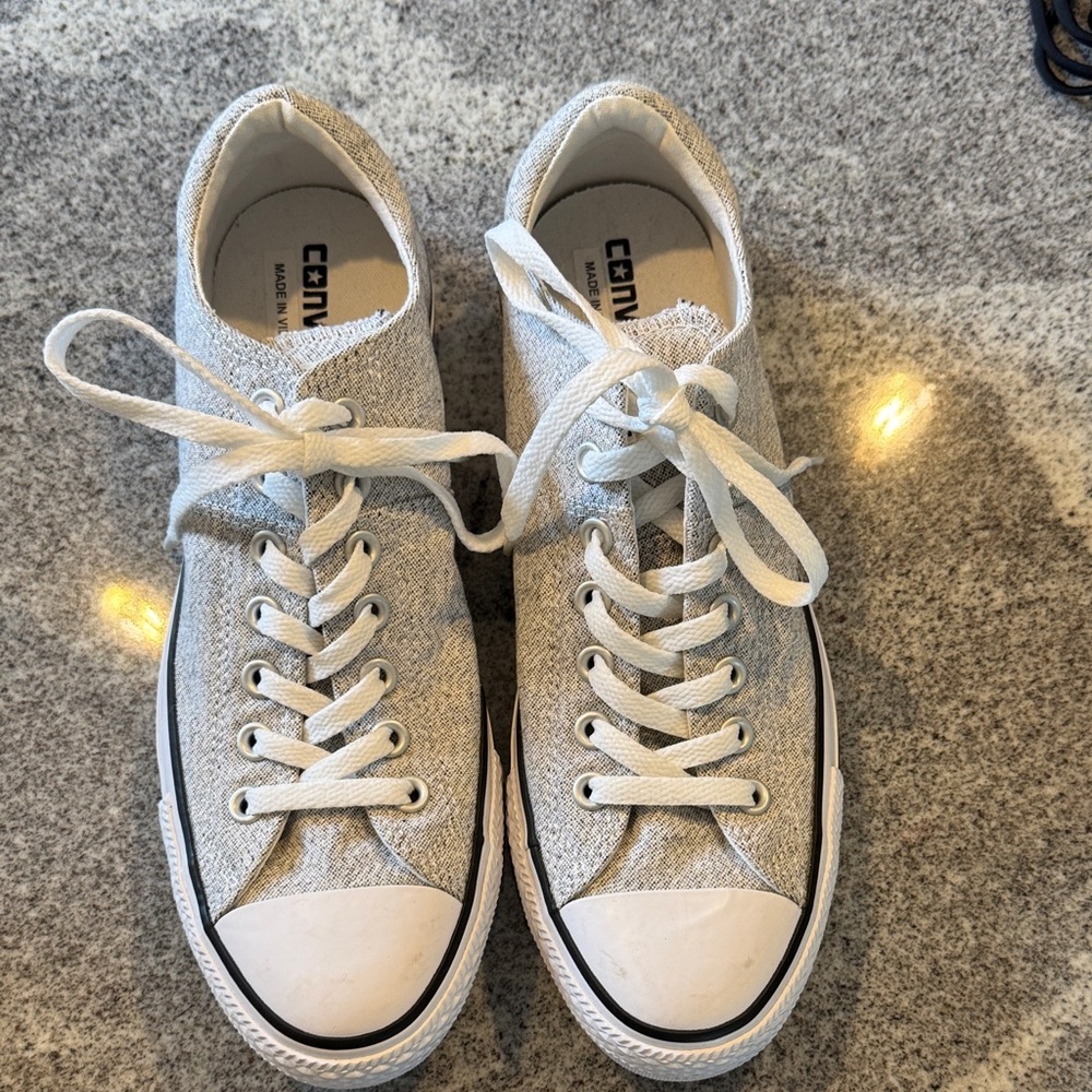 Converse Light Gray and White Low-Top Sneakers
